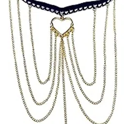via mazzini Gold Plated Romantic Heart Moonfall Metal Thigh Chain Can Be Used With Shorts/Skirts for Women and Girls (TC0700) 1 Pc-picture-2