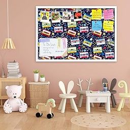 ArtzFolio Music Cassettes | Bulletin Board Notice Pin Board | Vision Soft Board Combo with Thumb Push Pins & Sticky Notes | White Frame | 36 x 24 inch (91 x 61 cms)-image-58
