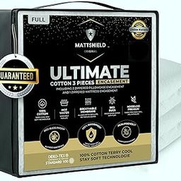 MATTSHIELD New Ultimate 3-Piece Kit - Bed Bug-Proof Mattress Cover Full/Double Size 100% Cotton Top + 2 Pillow Protectors with Zipper - 6 Sided Waterproof Encasement, Total Defense Kit-11