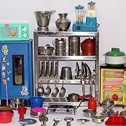 Tirtha Enterprises Mini Stainless Steel Utensils and Plastic Non Toxic Indian Kitchen Set (Classic 1)-image-8