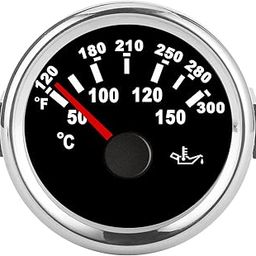 Temperature Meter, Anti Fog 50-150 Degree Celsius Oil Temperature Gauge with Backlight for Rvs Construction Machinery Vehicles for Yachts Motorboats Speedboats(Black Silver Frame)-image-58