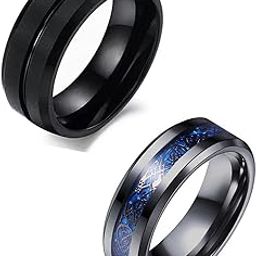 Rings for Men Combo Boys Boyfriend gents friends Blue Ring for Boys 2 Dragon Black Chain Stainless Steel finger Rings Stylish Birthday Gift Anniversary Husband Valentine Gifts Fashion 231-image-67