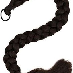 Artificial Fake Long Extensions Hair for Women & Girls | False Choti Nakli Hair Wig - Extra Hair Braid Attachment for Ladies - Natural Black (1pcs)-image-30