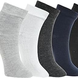 Ankle Socks Set, 5 Pairs, Cotton Blend, Classic Colours - Light Grey, Dark Grey, Navy, White, Black-image-0