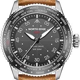 Men's Military Solar Powered Drive Pilot Analog Watch : MACH, Brown Strap-image-76
