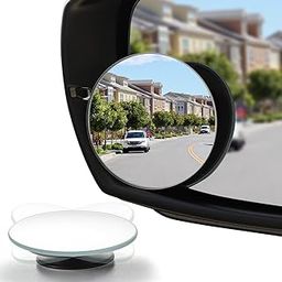 JIAHAO Livtee Blind Spot Mirror, 2" Round Hd Glass Frameless Convex Rear View Mirror With Wide Angle Adjustable Stick For Cars Suv And Trucks, Pack Of 2-2