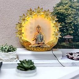 HDH1329 Lord Buddha Wall Decor (Size- H-32 Inches) x W-32 Inches X Th-2 Inches, Color-Antique Multicolor, Material- Iron Alloy, Along With LED Bulb,(Lord Buddha Made in Resin)-picture-18