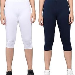 Pinkshell Plain Calf Length Capri Combo for Women - Active Workout Running Cotton Lycra Slim Fit Three Fourth Pants-image-15