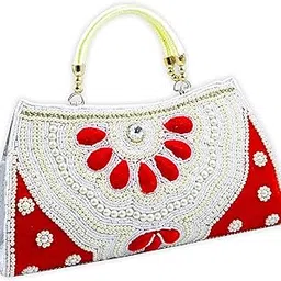 fancy walas Presents Designer Handicraft Women's Bridal Clutch Bag Handbag Purse for women's, Wedding clutches for ladies-picture-3