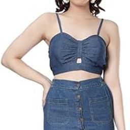 Women Enzyme Washed Denim Brallete Top-image-25