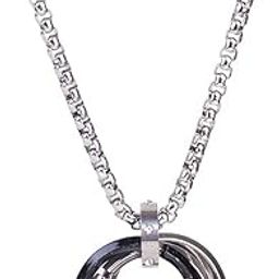 Neck Chain for Men & Boys Alpha Rocky Stainless Steel Multi Ring Pendant Necklace Men Locket Fashion Chain Stylish Men Chains Jewellery Perfect for Birthdays, Anniversaries & Special Occasions-image-94