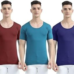 Frusie Multicolors Half Sleeves Vest [ Colors May Vary ] [ Pack of 3 ]-image-30