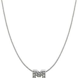 Silver Rhinestone Crystal Alphabet Letter Initial Pendant Chain-image-21
