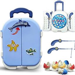 Wembley Magnetic Fishing Game for Kids Rechargeable Fish Catching Board Game with C-Type Charging Cable Music & Lights for Boys Girls 5 6 7 8 9 Years Interactive Toy BIS Certified (Blue)-picture-25