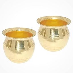 KAPER Brass Kalash Set of 2 for Pooja and Mandir Decoration Small Lota Puja Articles (2.5 Inches)-image-35