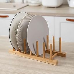 HOKIPO Bamboo Wooden Dish Rack/Plate Stand Holder for Kitchen, 6 Slots, 28x12x2 cm (NEW-4770)-picture-13
