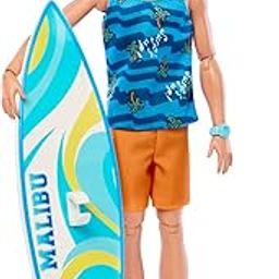 Barbie ​Ken® Doll with Surfboard and Pet Puppy, Poseable Blonde Ken® Beach Doll with Themed Accessories Like Towel-12