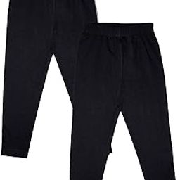 KiddoPanti Girls Solid Ankle Length Leggings Pack of 2 | Super Soft & Stretchable Cotton Lycra | Comfortable Fit with Elastic Waistband | Everyday Wear-image-49