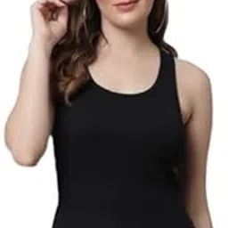 kex Women's & Girls Slim Fit Cotton Racerback Tank Top | Soft & Breathable Fabric | Stylish Plain Sleeveless Tee for Casual, Active or Layered Wear | Black Color | All-Day Comfort-picture-23