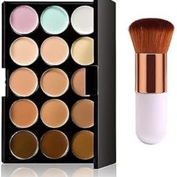 Contour and Highlight Makeup Palette, 15 Shades, with Soft Foundation Brush-48
