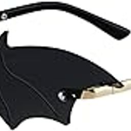 Batman Irregular Shape Non-Polarized Sunglasses Shades Frameless Glasses Eyegear Smartwear Goggles Unique Fashionable Men Women Eyewear For Party Uv 400 Protection For Eyes- Black-image-22