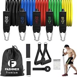 FASHNEX Natural Rubber Premium 11 Pcs Resistance Band Set For Men & Women (As Per Image)-24