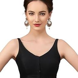 Women's Art Silk Solid Sleeveless V-Neck Readymade Saree Blouse-image-1