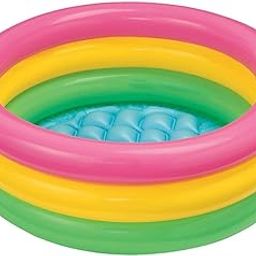 Rainbow Inflatable Baby Pool, 3-Ring Design, Multi-Color-picture-10