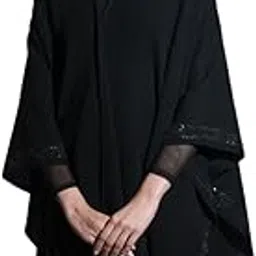 khaleej Women Obsidian Sequinned Cape (Black_Free Size)-picture-21