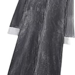 Wearable Blanket Sweatshirt Long Zipper Front Nightgown Thick Onesie Pajamas Men Light Grey White L-image-52