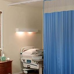 Lushomes Hospital Partition Curtains, Clinic Curtains Size 6 FT W x 7 ft H, Top Net Fabric, 100% Polyester 12 Rustfree Metal Eyelets 12 Plastic Hook, Dark Blue, Stripes (6x7 FT, Pk of 1)-image-11