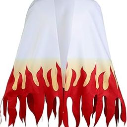 Demon Slayer Rengoku Kyoujurou Cloak Cape Halloween Cosplay Kimono Cardigan for Men (XS, White)-image-39