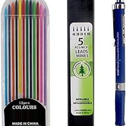 KABEER ART Super Combo Mechanical Pencil with 5 Black Lead Refills And 12 Color Lead Refills-16