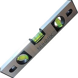 Nuhark 12-inch magnetic spirit level with silver aluminum body, precision-engineered vials, and strong magnetic base for accurate horizontal and vertical alignment in carpentry and construction-11