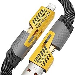 amazon basics Quad Pro 4-in-1 Metal Flat Braided Indestructible Cable (1.5m, 60W) – Ultimate All-in-One Charging Solution-image-27