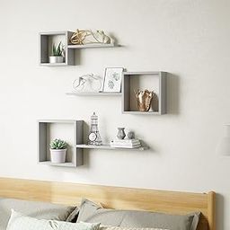 METALFY Wooden Square Floating Shelves Wall Mount, Floating Cube Shelves Set of 6, Geometric Cube Wall Shelves for Wall Decor, Box Shelves for Bedroom, Living Room, Bathroom, Kitchen, Office, (Grey)-image-68