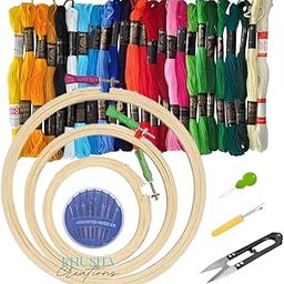 Embroidery Kit for Beginners with 3 Wooden Hoops (8", 6", 5"), 15 Color Threads, 20 Needles,1 Thread Cutter, 1 Seam Ripper 1 Threader – DIY Stitching & Needlework Set for Hand Embroidery & Hoop Art-16