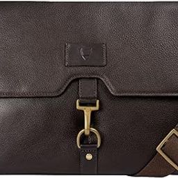 Men's Western Casual Leather Brown Solid Messenger Bag-image-1