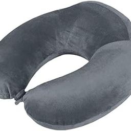 Grey Raised Memory Foam Luxury Travel Neck Support Rest Pillow - Soft Washable Cover, Versatile Comfort for Airplane Travel-picture-6