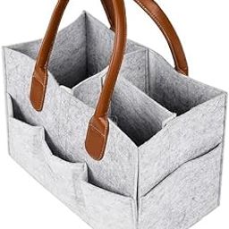 PRIMIL Baby Diaper Stackers Caddy Felt Nursery Storage Bin And Car Organizer For Diapers And Baby Wipes (Light Grey)-picture-19