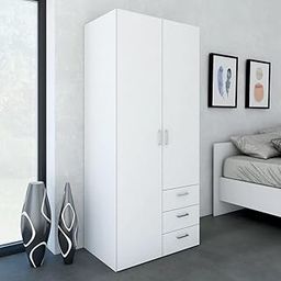 illfordd furniture 2 Door Wardrobe with 3 Drawer in White Colour for Clothes / 2 Door Wardrobe for Bedroom-image-30