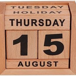 Woodco Handicrafts Wooden Calendar-Mini Desk Calendar for Office and Home Table/Desk Calender Office Desk Stationary Calender (NATURAL)-image-60