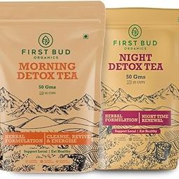 First Bud Organics Detox Tea 100 gm -25 Days and Night Combo Detox Tea and Skin Glow with Garcinia Cambogia & Turmeric l Green Tea Detox | Boosts Immunity-image-82