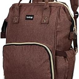 LUVLAP Lily Multifunctional Waterproof Diaper Bag for Mothers for Travel, Mother Travelling Bag, Backpack Cum Tote bag for Mothers, Large storage capacity with 15 pockets (Brown)-9