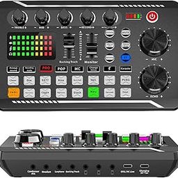 Professional Audio Mixer, Voice Changer Sound Board Live Sound Card Bluetooth Noise Reduction Voice Changer Sound Mixer Podcast Equipment for Streaming Podcasting Gaming-image-8