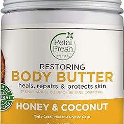 Petal Fresh Pure Restoring Honey & Coconut Body Butter - 237 gm | Certified Organic Shea Butter, Argan Oil, Coconut Oil | No Mineral Oil, Silicones, Color-10