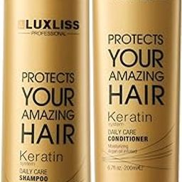 Luxliss Keratin Daily Care Conditioner & Shampoo - Gold edition(Pack of 2) - 250ml, 200 ml-0