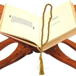 Handcrafted Wooden Book Stand, Holy Book Holder with Brass Tassel, Traditional Folding Design-image-57