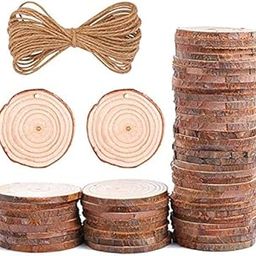T One Woods Natural Wood Slice with Bark Wooden Circles for Art Work Christmas Ornaments (4 Inch, Brown)-14