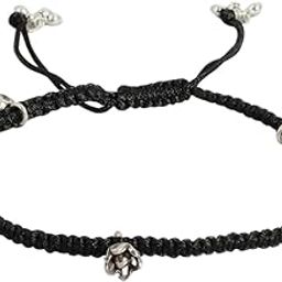 925 Sterling Silver Coloured Stones Floral Rhodium Plating Thread Anklet (Single) | Gift for Women & Girls | 1 Year Plating Warranty|Rakhi Gift For Sister-10
